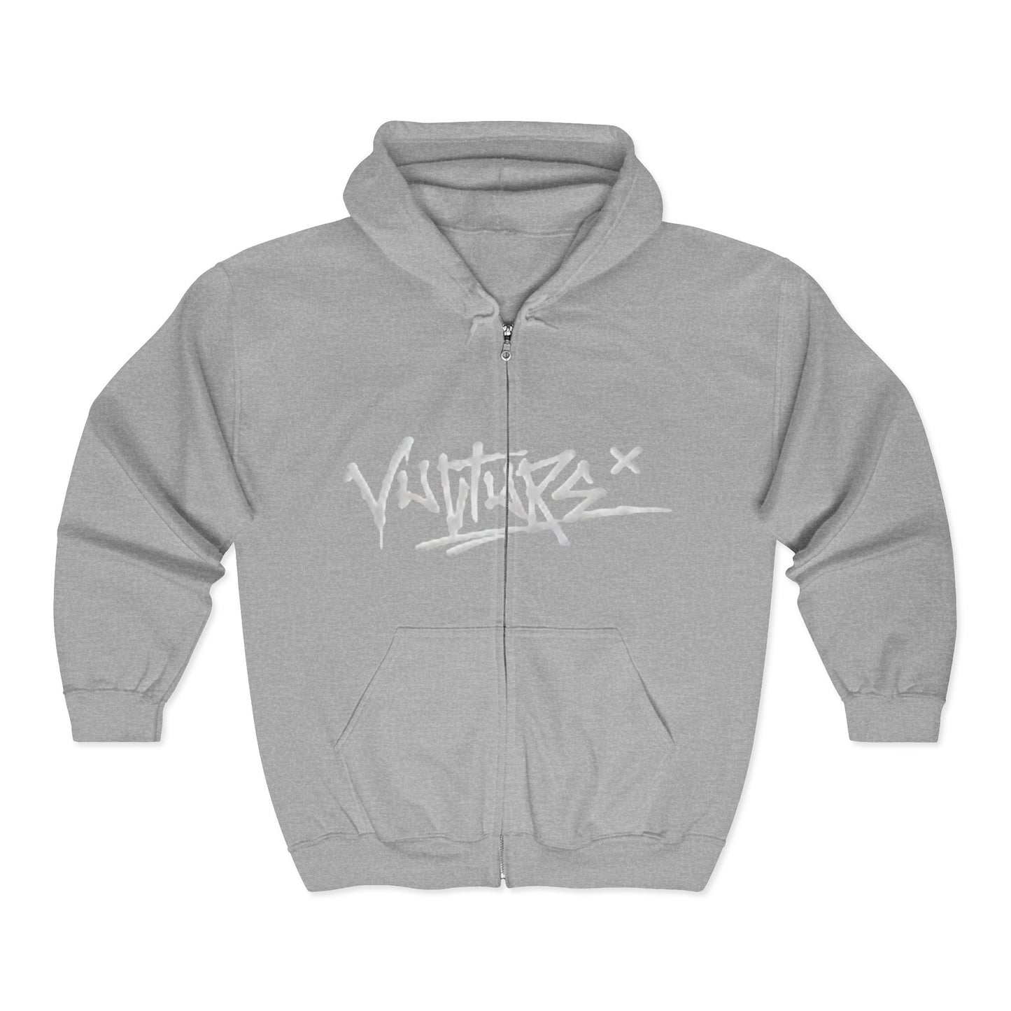 Graffiti Vulture Zip Hoodie — Streetwear Black Full-Zip Hooded Sweatshirt