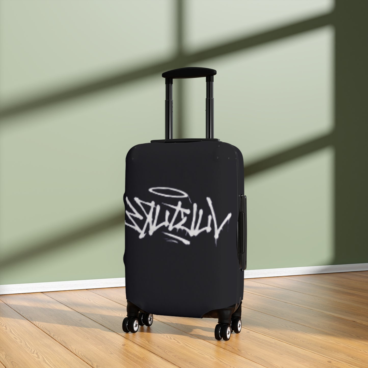 Graffiti-Style Luggage Cover — Urban Street Art Protective Travel Case