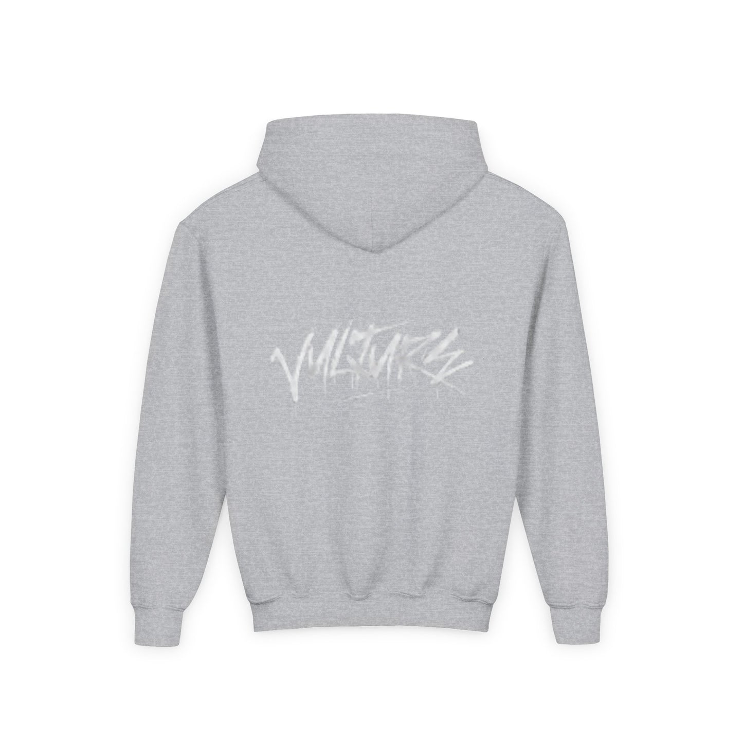 Youth Hoodie with Subtle Graffiti Logo — White Casual Pullover
