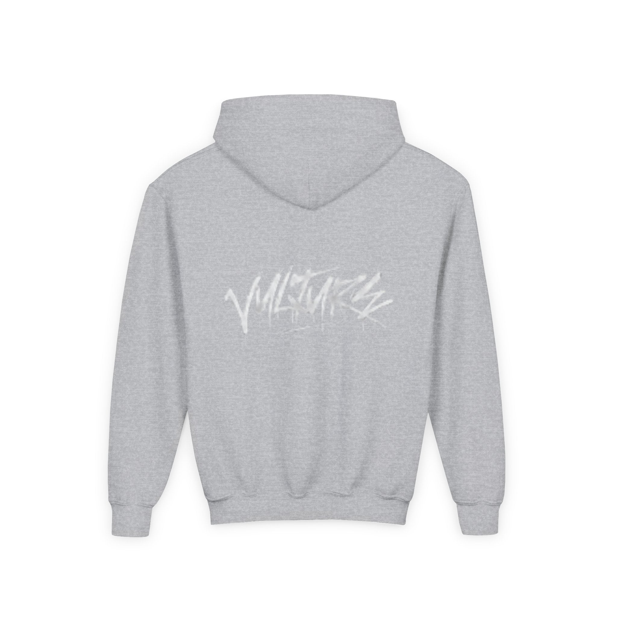 Youth Hoodie with Subtle Graffiti Logo — White Casual Pullover