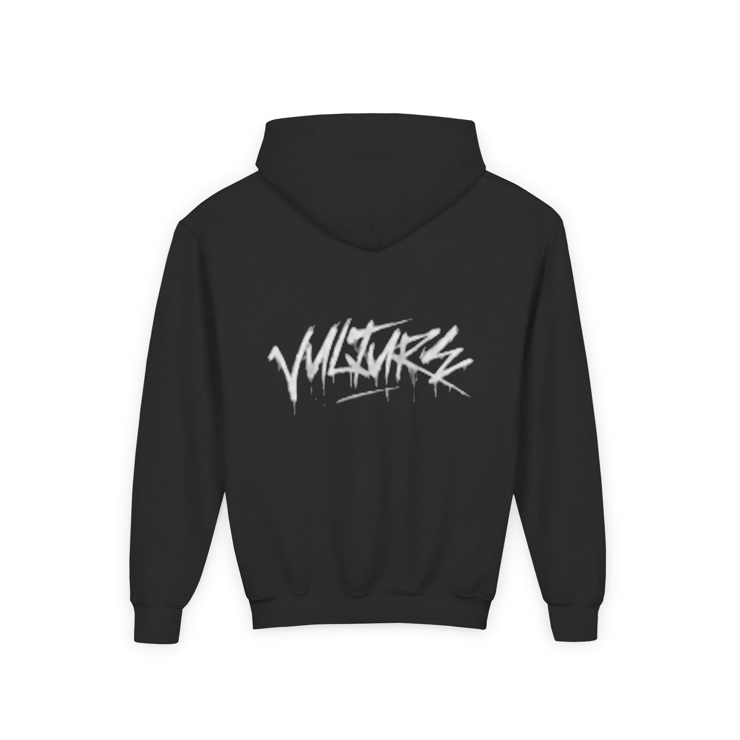 Youth Hoodie with Subtle Graffiti Logo — White Casual Pullover