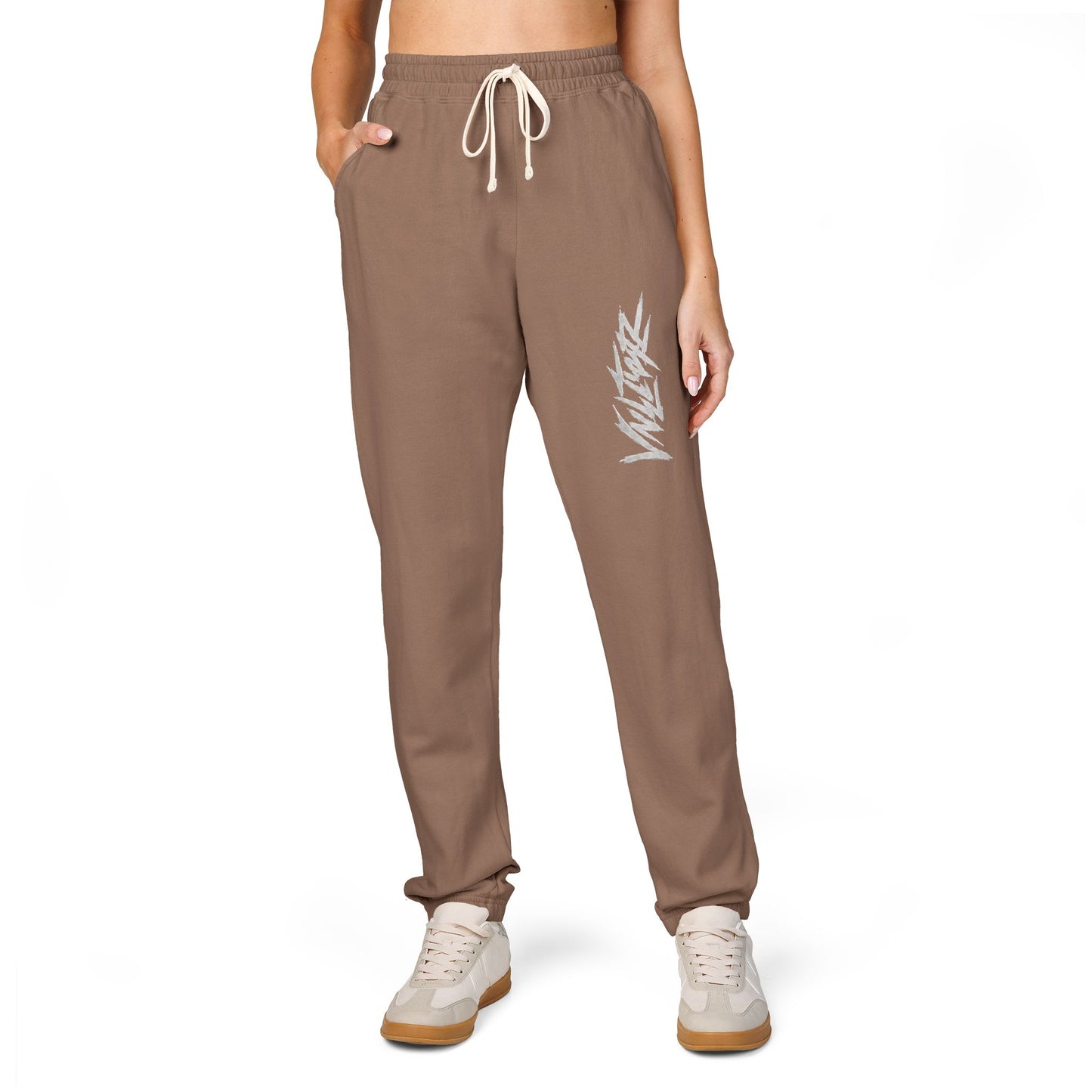 Fleece Sweatpants — Minimal Leaf Graphic Joggers