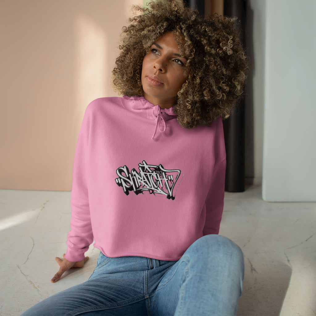 Cropped Hoodie — Minimal Monochrome Graffiti Logo