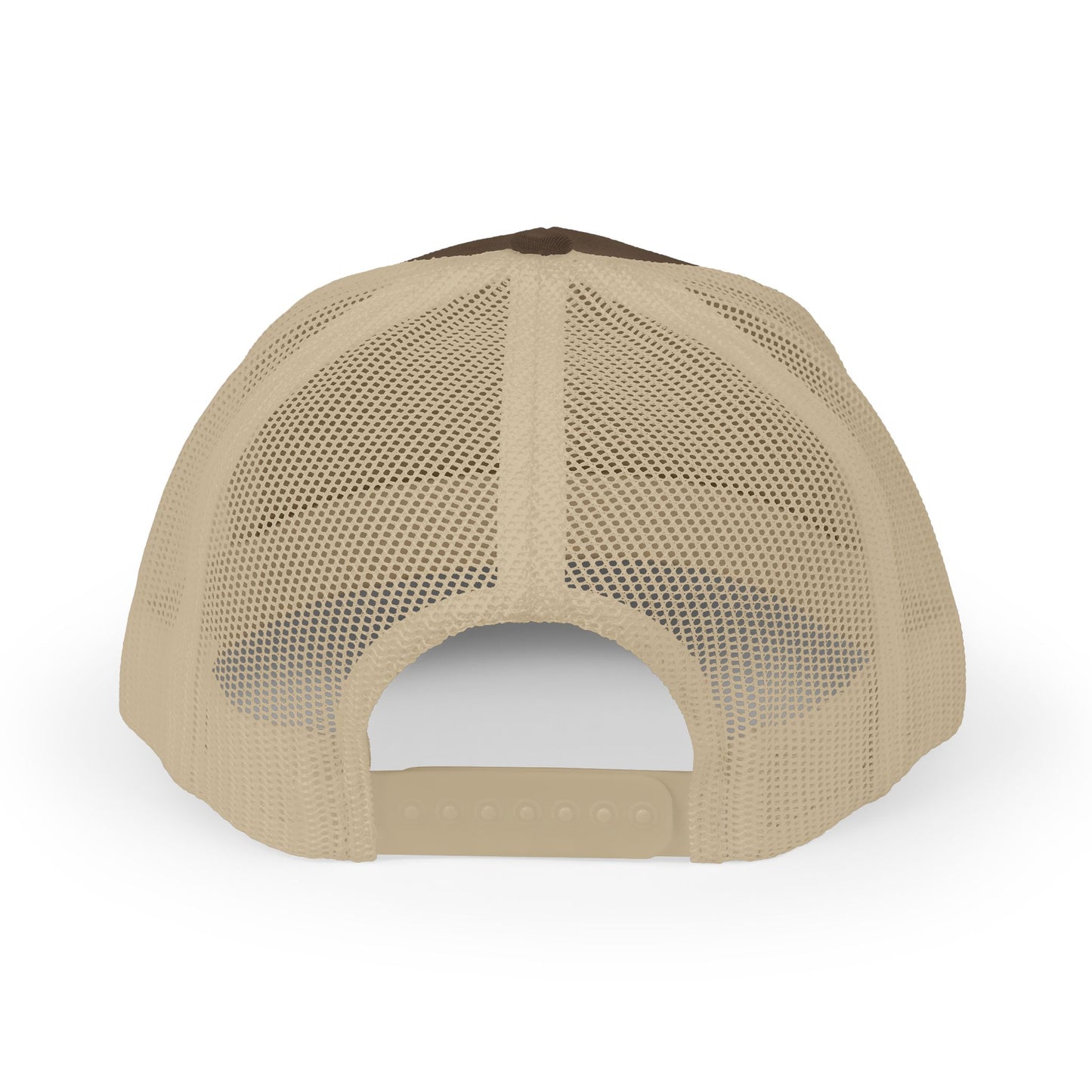White Trucker Cap with 'Vibrate' Script Embroidery — Retro Mesh Snapback Hat