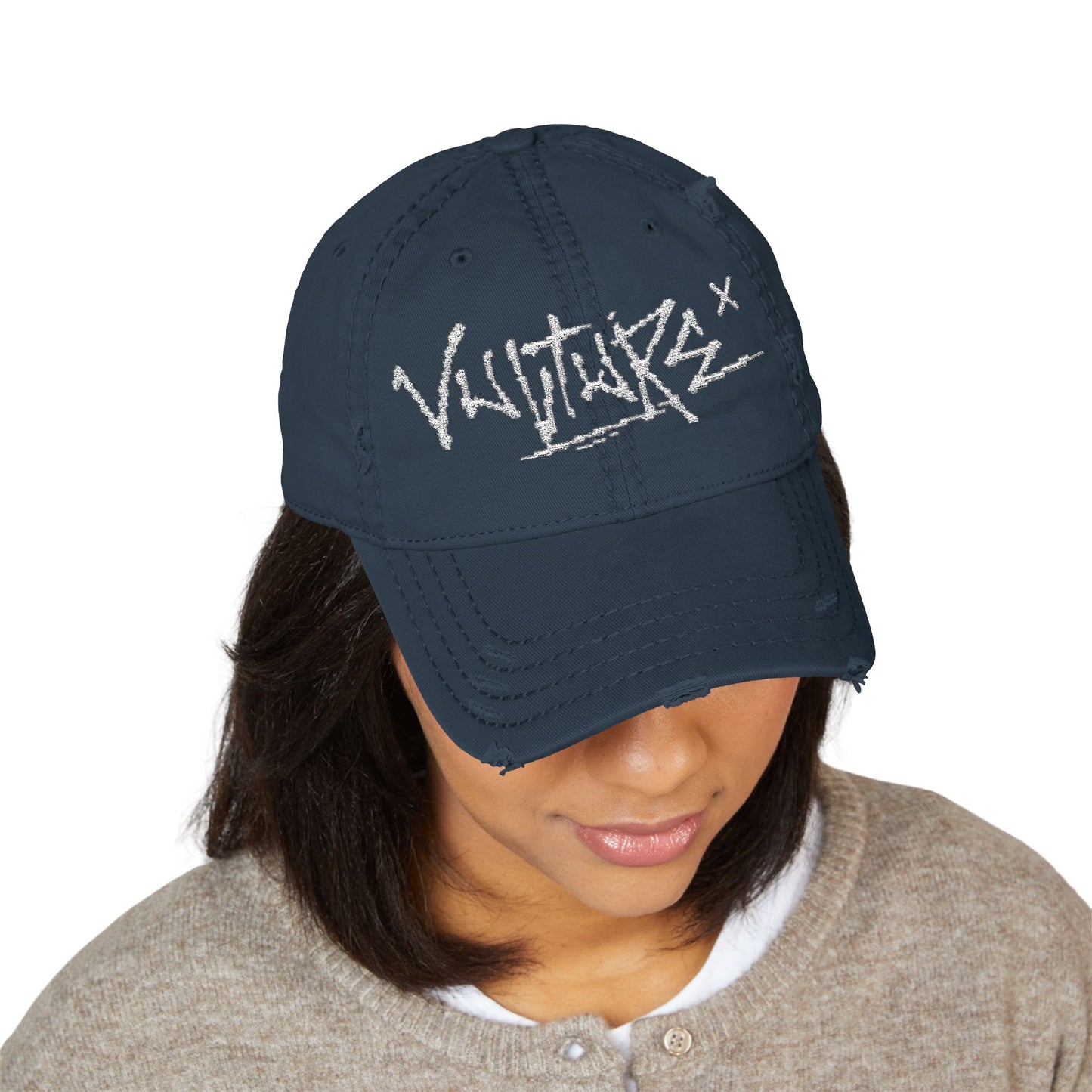 Distressed Embroidered 'Vulture' Dad Hat — Vintage Streetwear Cap