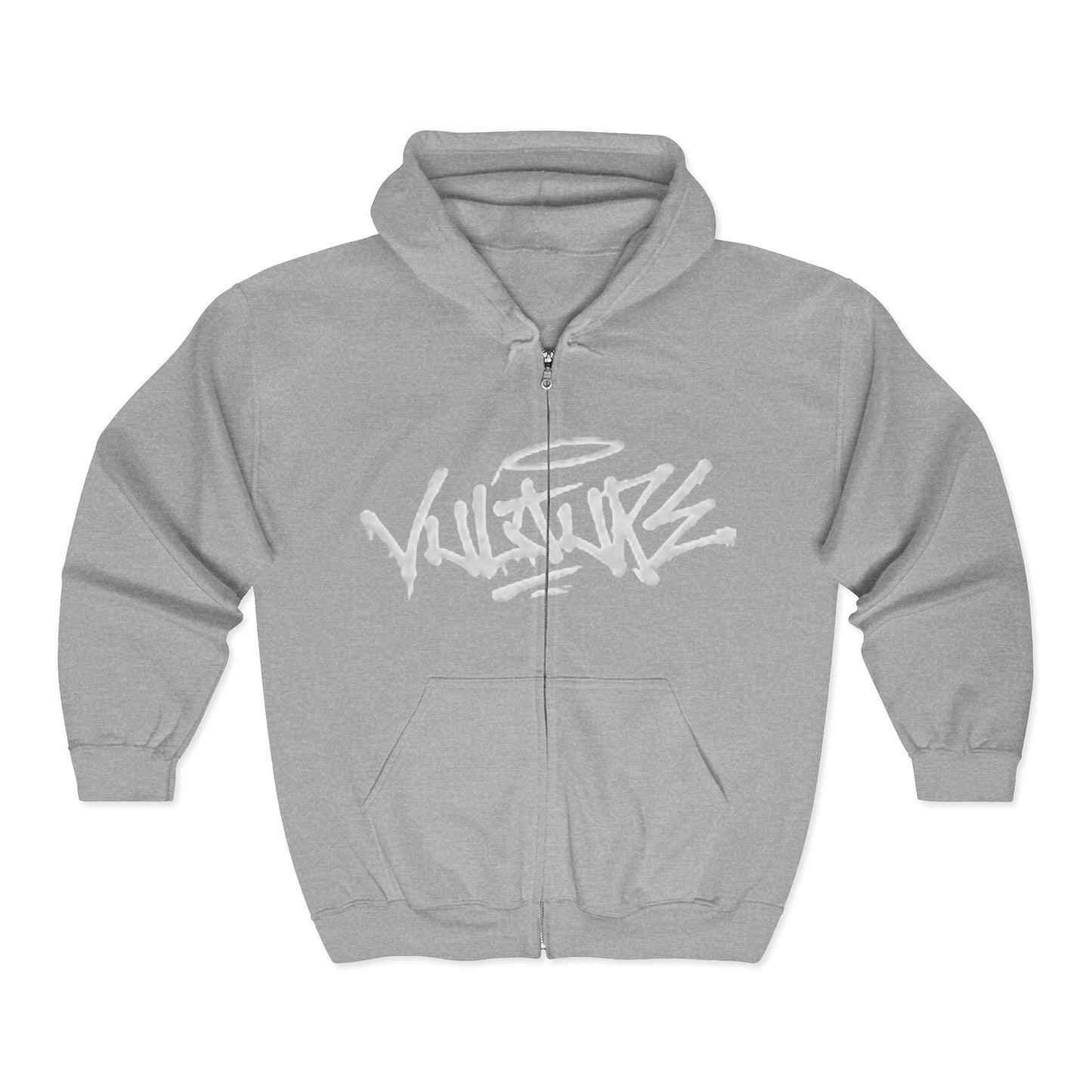 Vulture Graffiti Zip Hoodie - Streetwear Black Full-Zip Sweatshirt