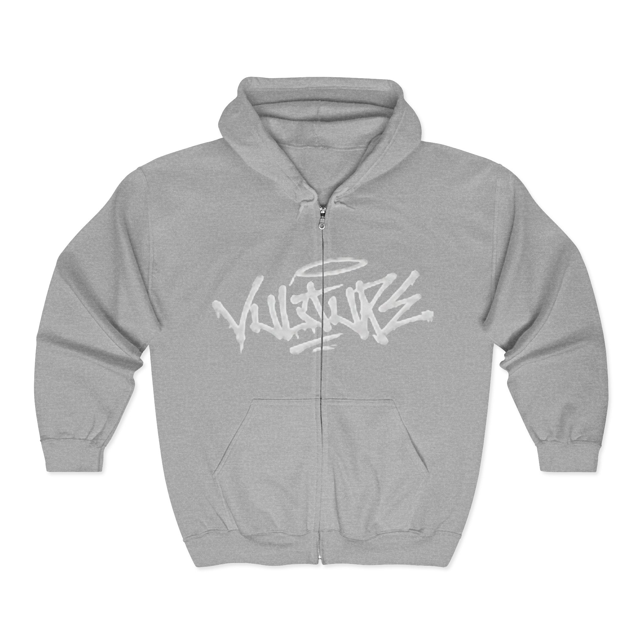 Vulture Graffiti Zip Hoodie - Streetwear Black Full-Zip Sweatshirt