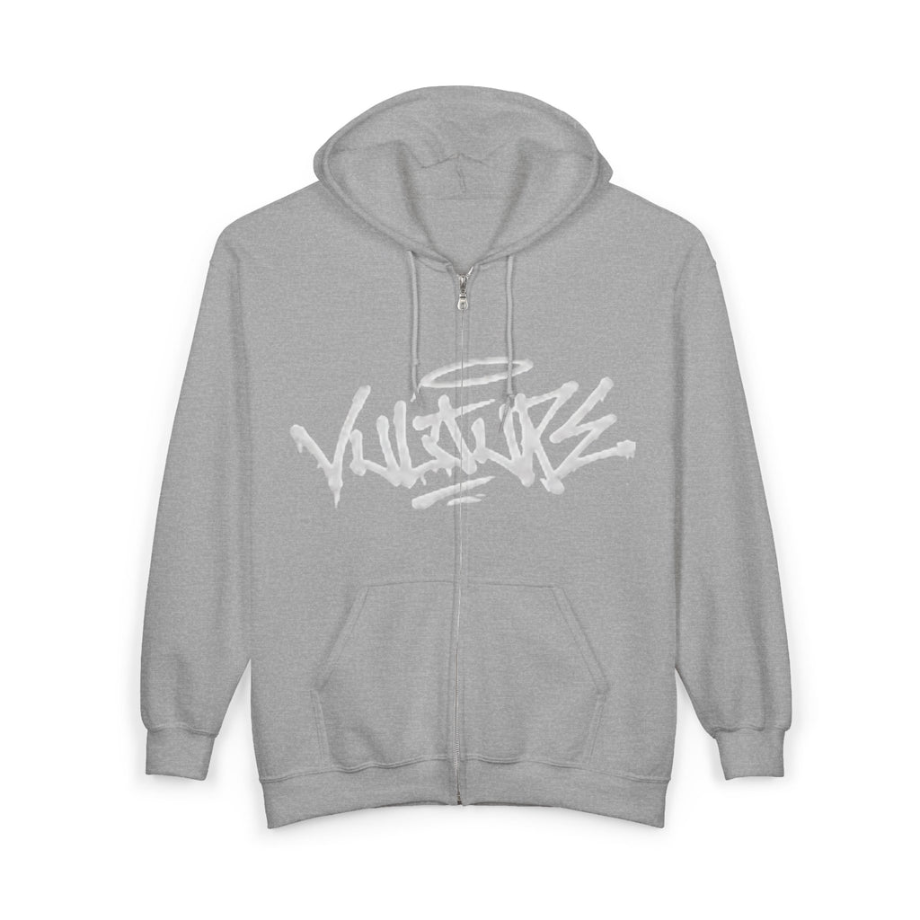 Vulture Graffiti Zip Hoodie - Streetwear Black Full-Zip Sweatshirt
