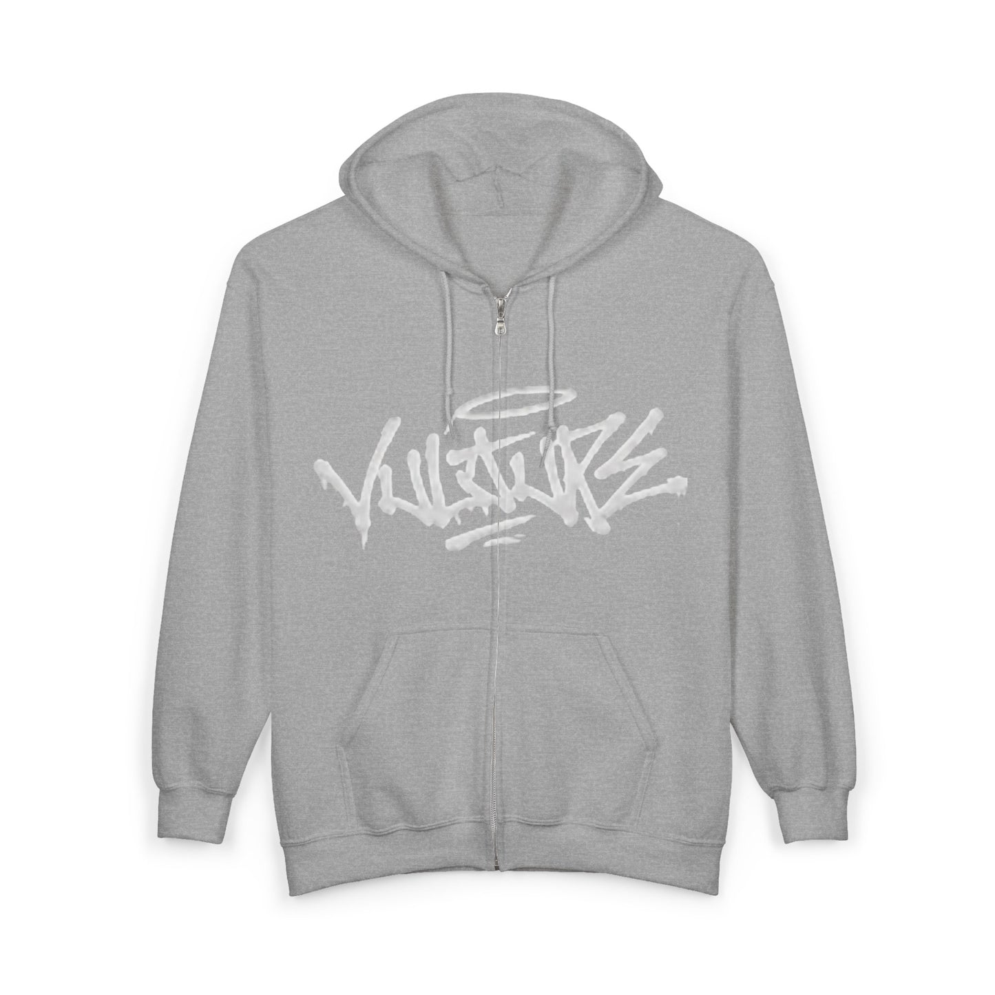 Vulture Graffiti Zip Hoodie - Streetwear Black Full-Zip Sweatshirt