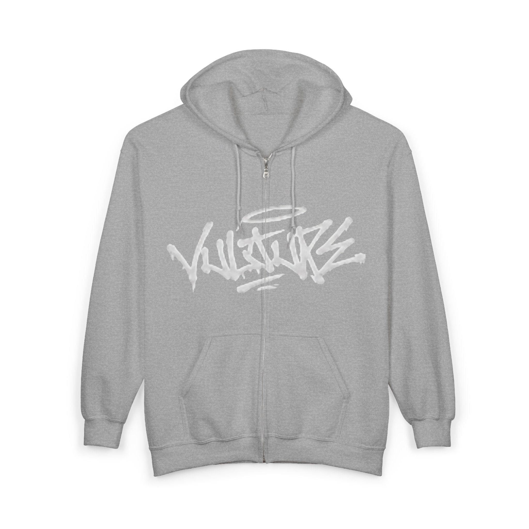 Vulture Graffiti Zip Hoodie - Streetwear Black Full-Zip Sweatshirt