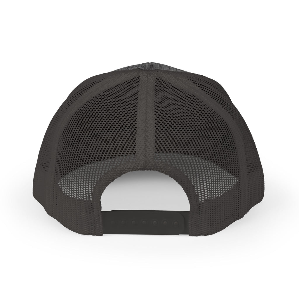White Trucker Cap with 'Vibrate' Script Embroidery — Retro Mesh Snapback Hat