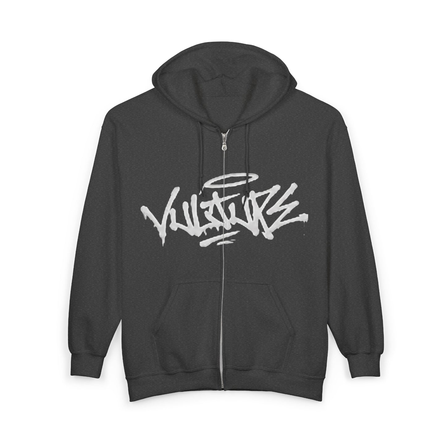 Vulture Graffiti Zip Hoodie - Streetwear Black Full-Zip Sweatshirt