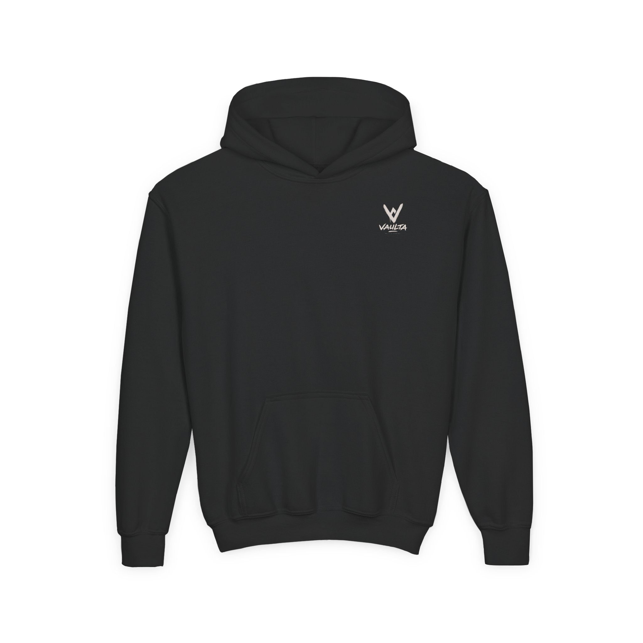 Youth Hoodie with Subtle Graffiti Logo — White Casual Pullover