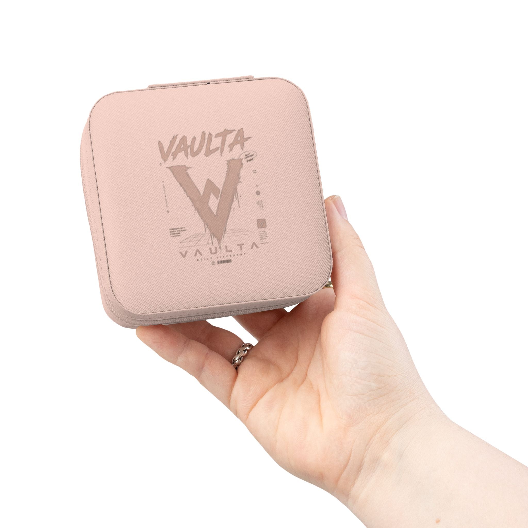 Compact Pink Jewelry Travel Case – Portable Ring & Earring Organizer
