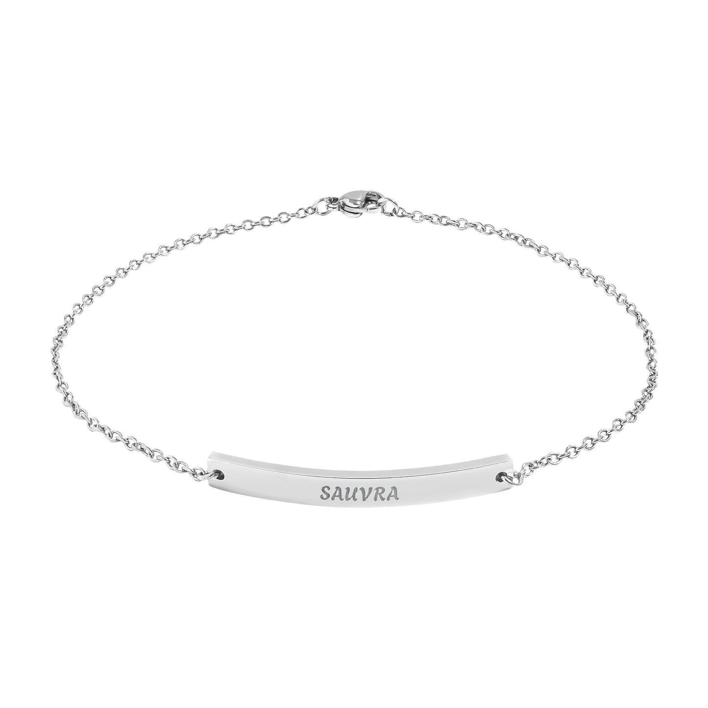 Engravable Curved Bar Anklet — Personalized Minimalist Gold or Black Chain