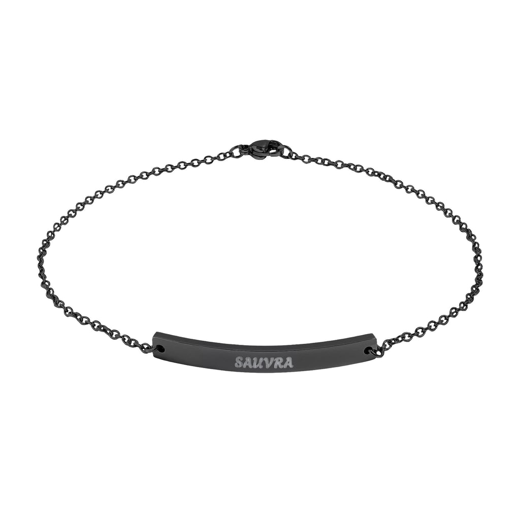Engravable Curved Bar Anklet — Personalized Minimalist Gold or Black Chain