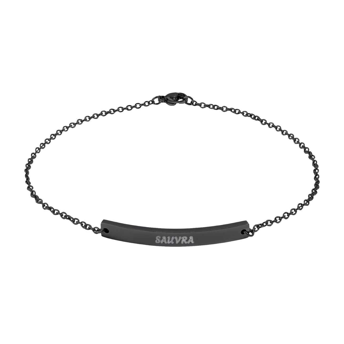 Engravable Curved Bar Anklet — Personalized Minimalist Gold or Black Chain