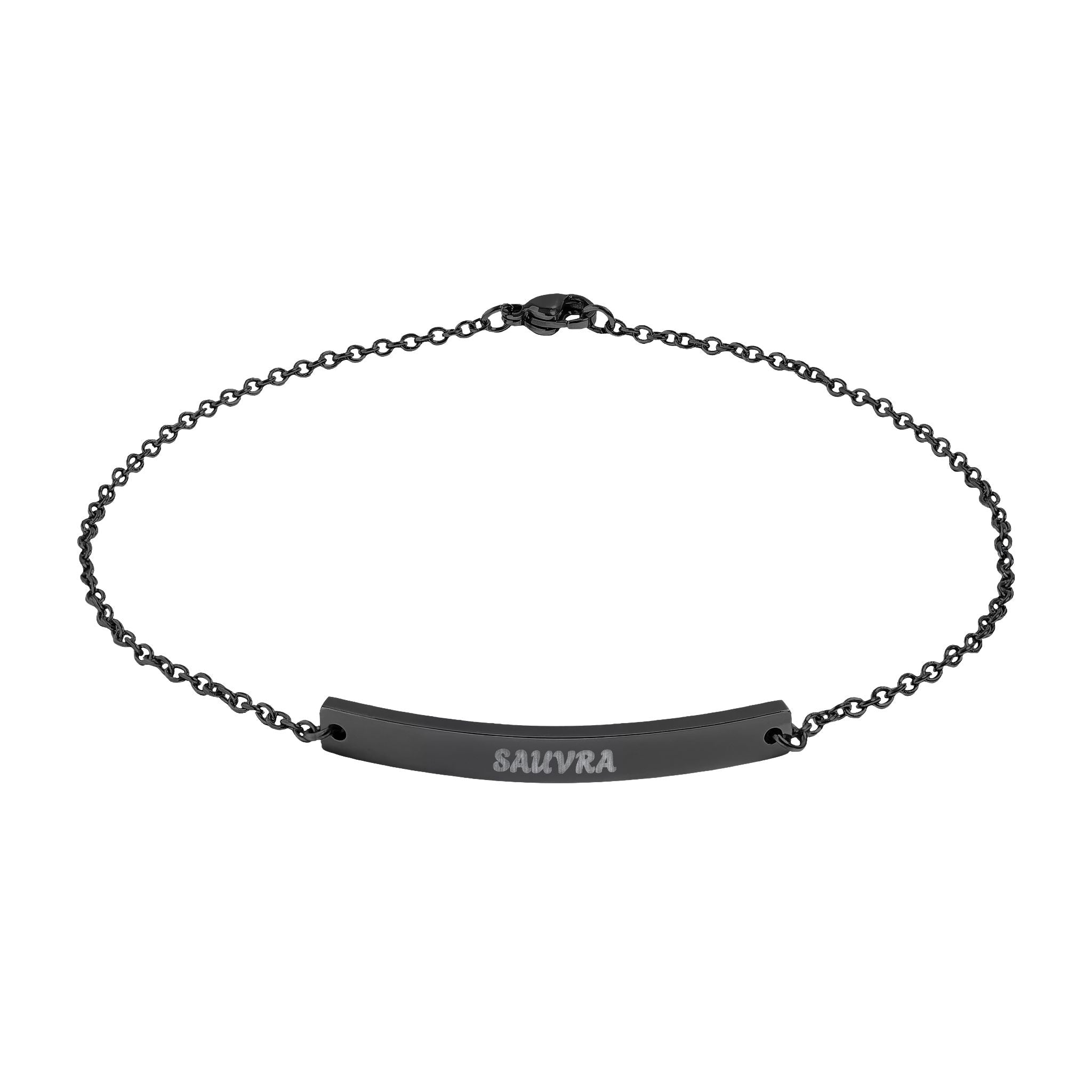 Engravable Curved Bar Anklet — Personalized Minimalist Gold or Black Chain