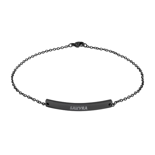 Engravable Curved Bar Anklet — Personalized Minimalist Gold or Black Chain