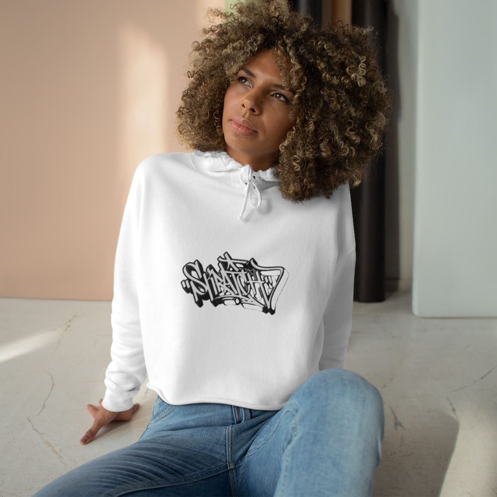 Cropped Hoodie — Minimal Monochrome Graffiti Logo