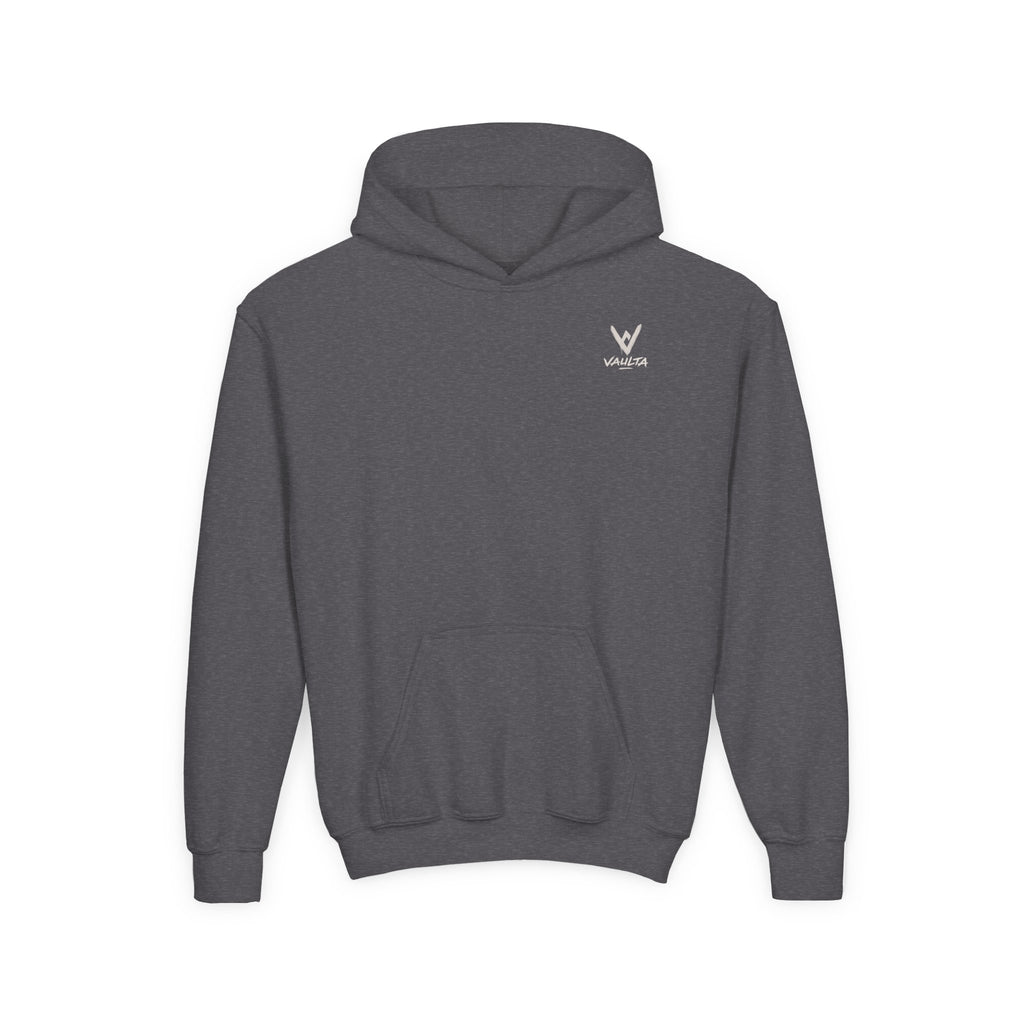 Youth Hoodie with Subtle Graffiti Logo — White Casual Pullover