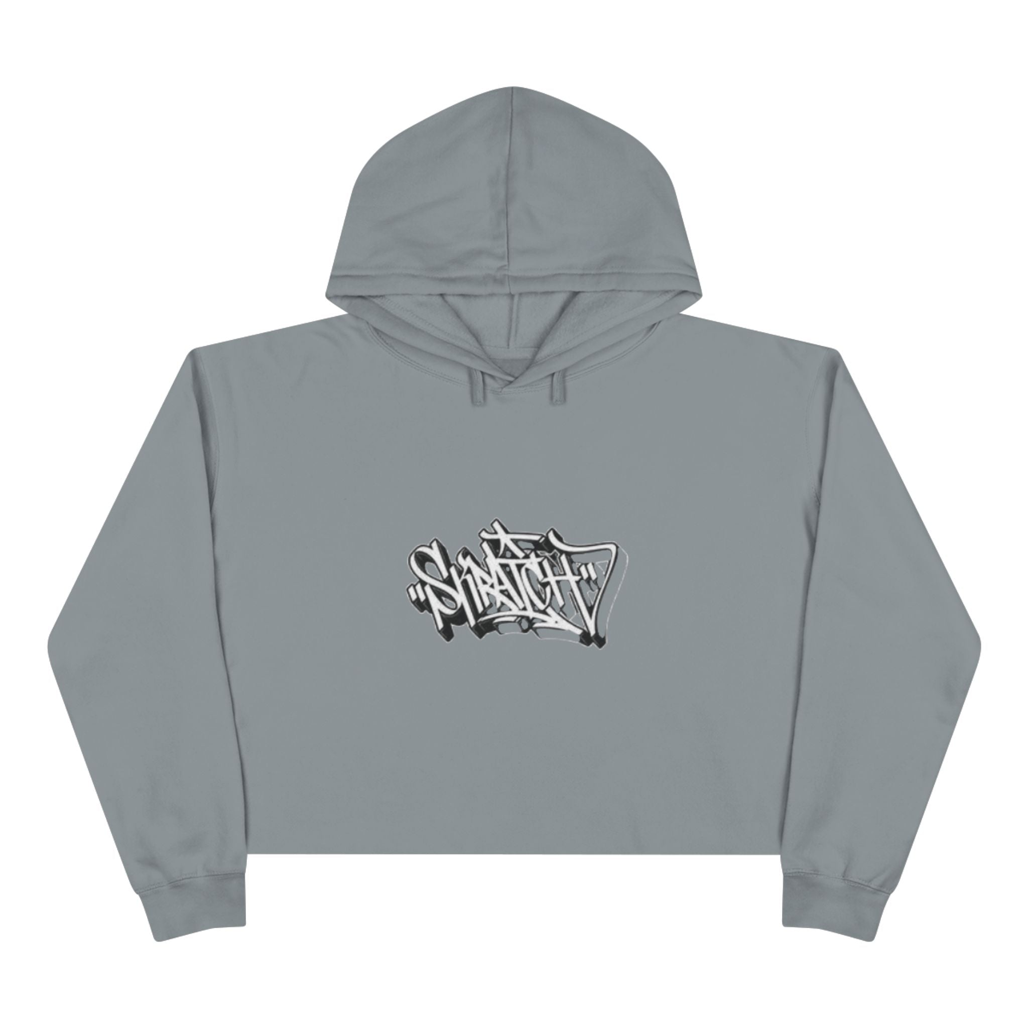 Cropped Hoodie — Minimal Monochrome Graffiti Logo