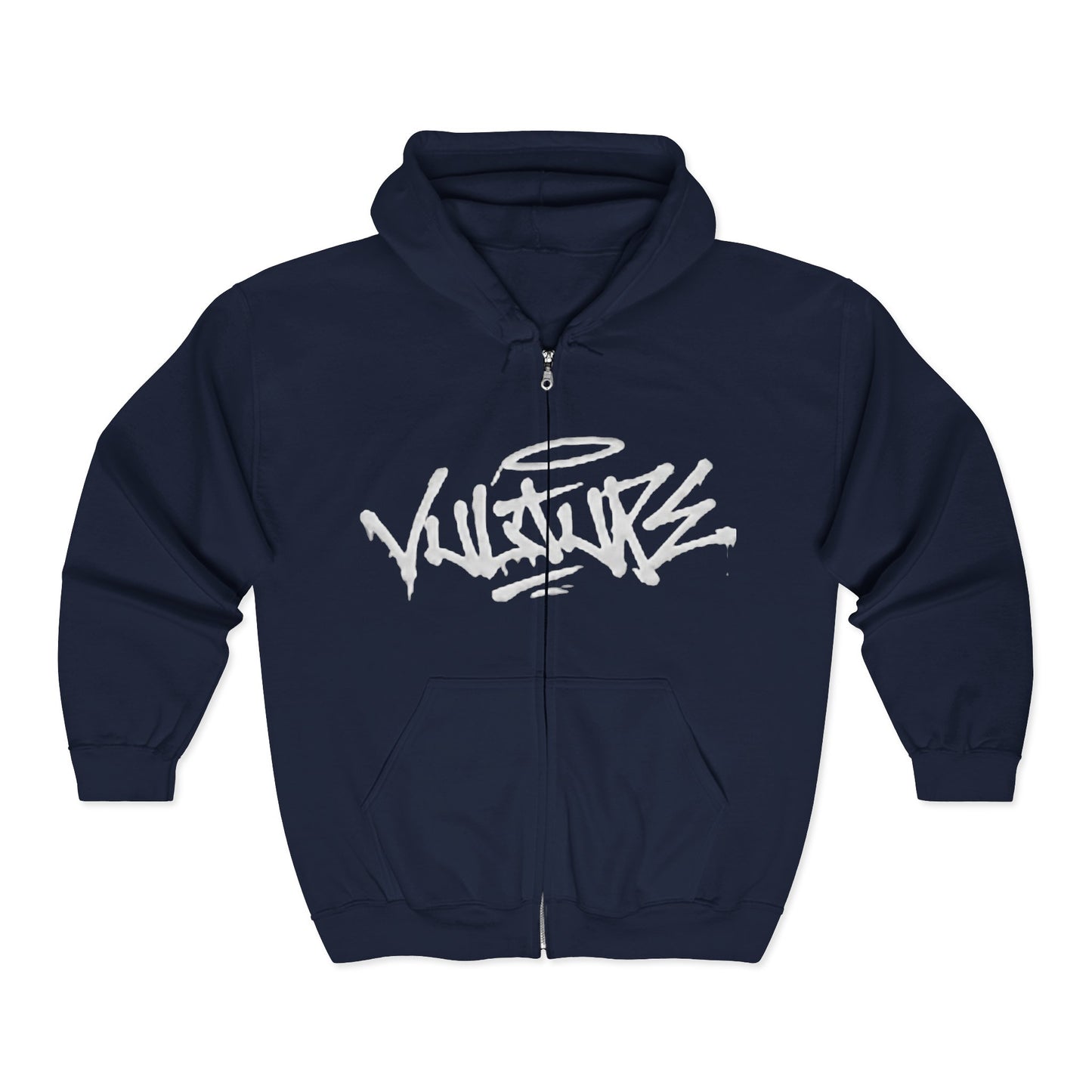 Vulture Graffiti Zip Hoodie - Streetwear Black Full-Zip Sweatshirt