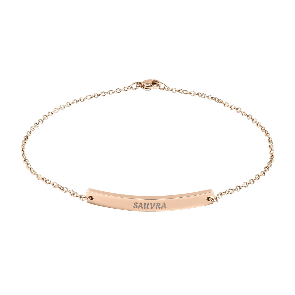 Engravable Curved Bar Anklet — Personalized Minimalist Gold or Black Chain