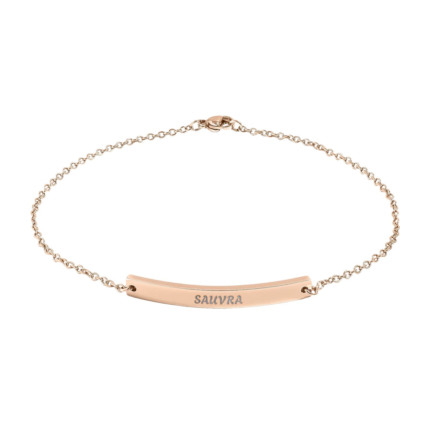 Engravable Curved Bar Anklet — Personalized Minimalist Gold or Black Chain