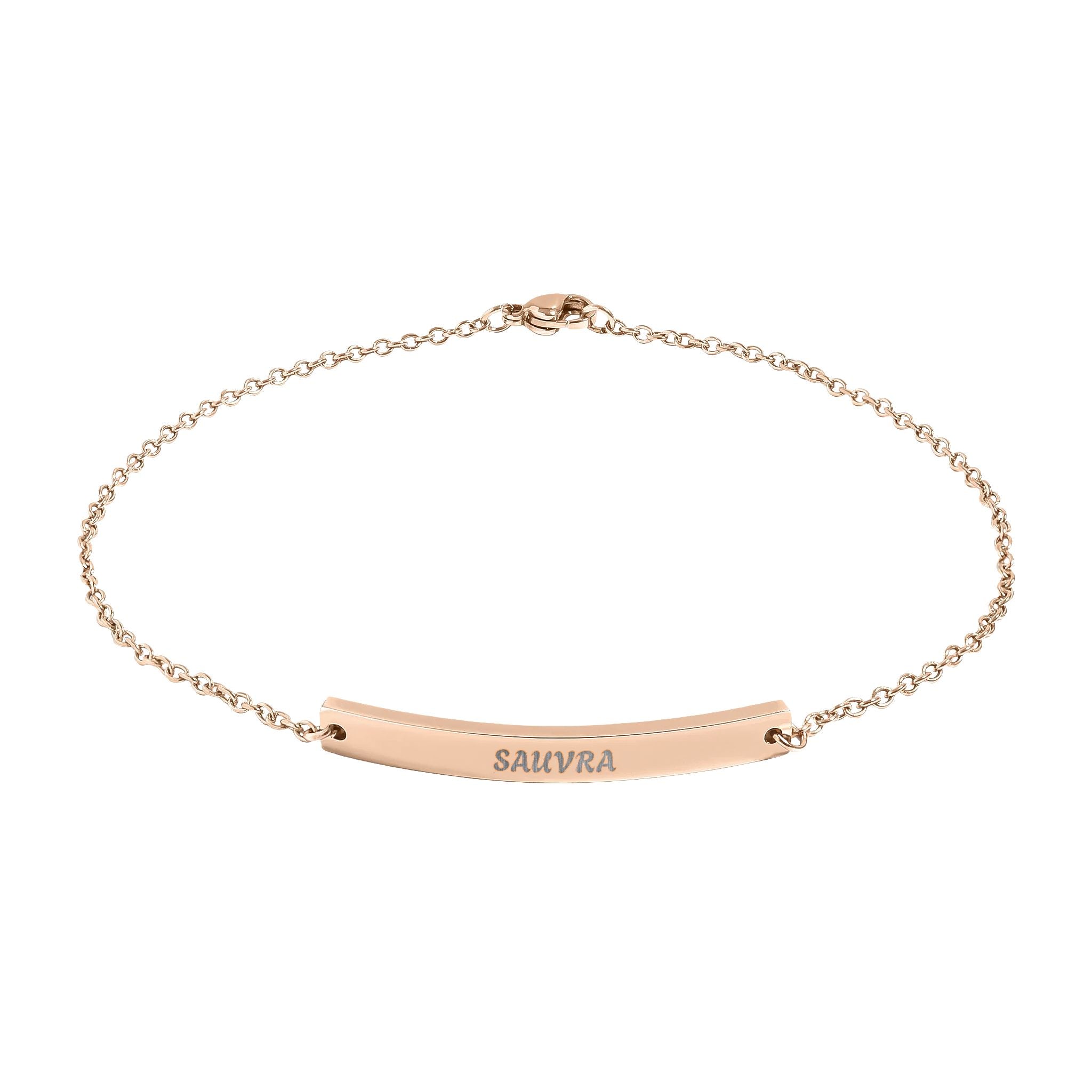Engravable Curved Bar Anklet — Personalized Minimalist Gold or Black Chain