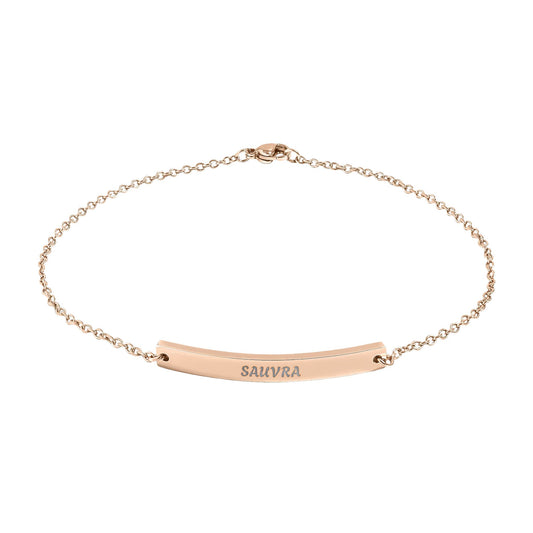 Engravable Curved Bar Anklet — Personalized Minimalist Gold or Black Chain