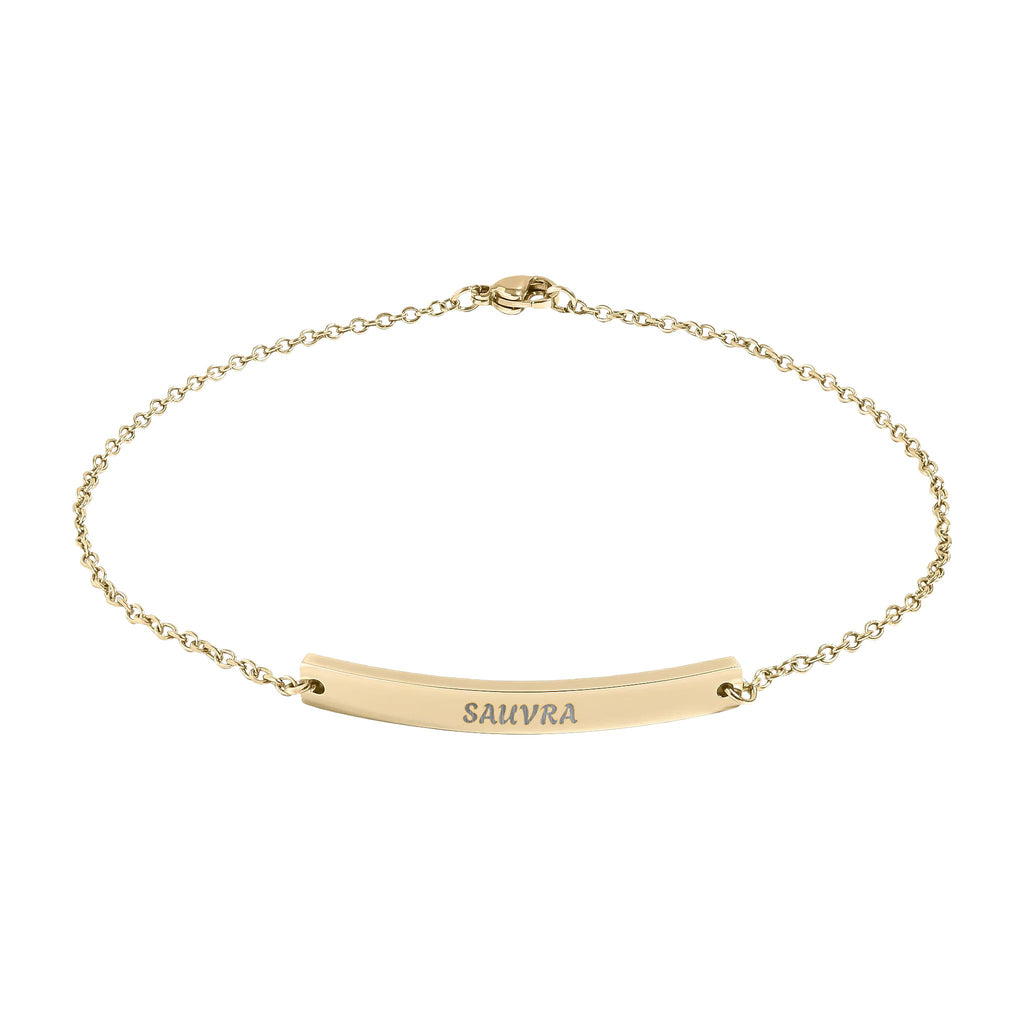 Engravable Curved Bar Anklet — Personalized Minimalist Gold or Black Chain