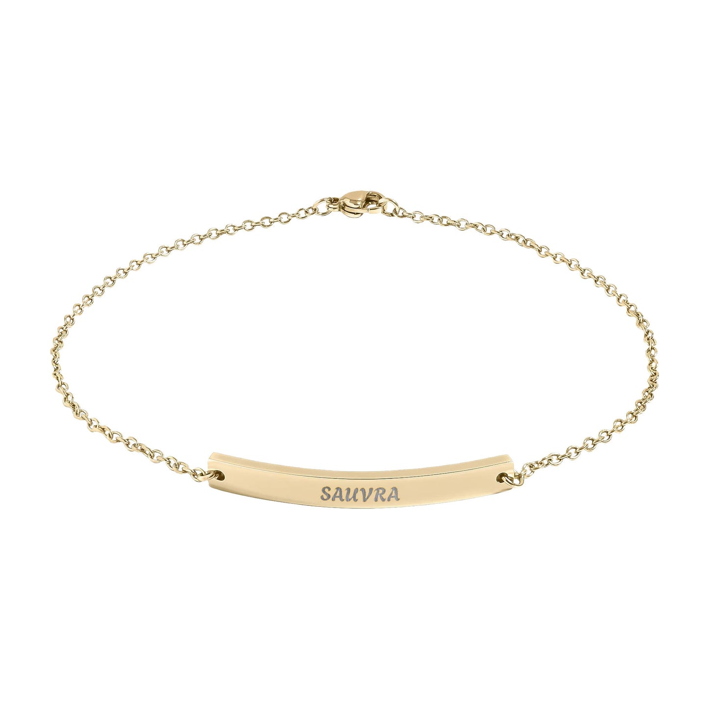 Engravable Curved Bar Anklet — Personalized Minimalist Gold or Black Chain