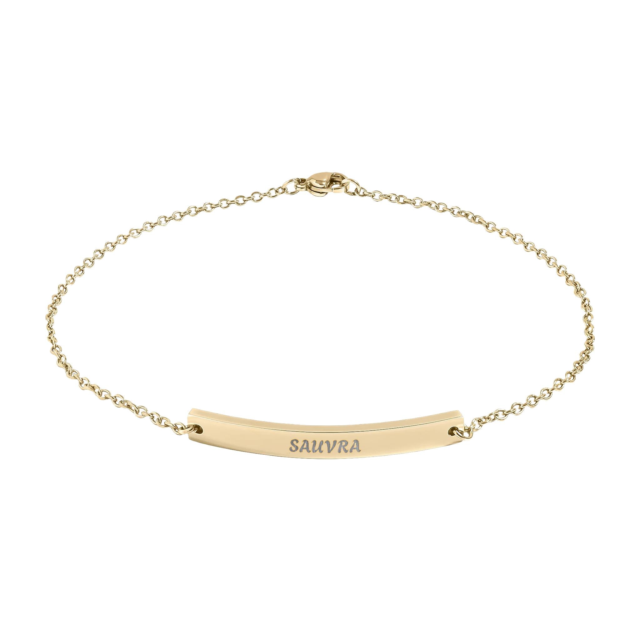 Engravable Curved Bar Anklet — Personalized Minimalist Gold or Black Chain