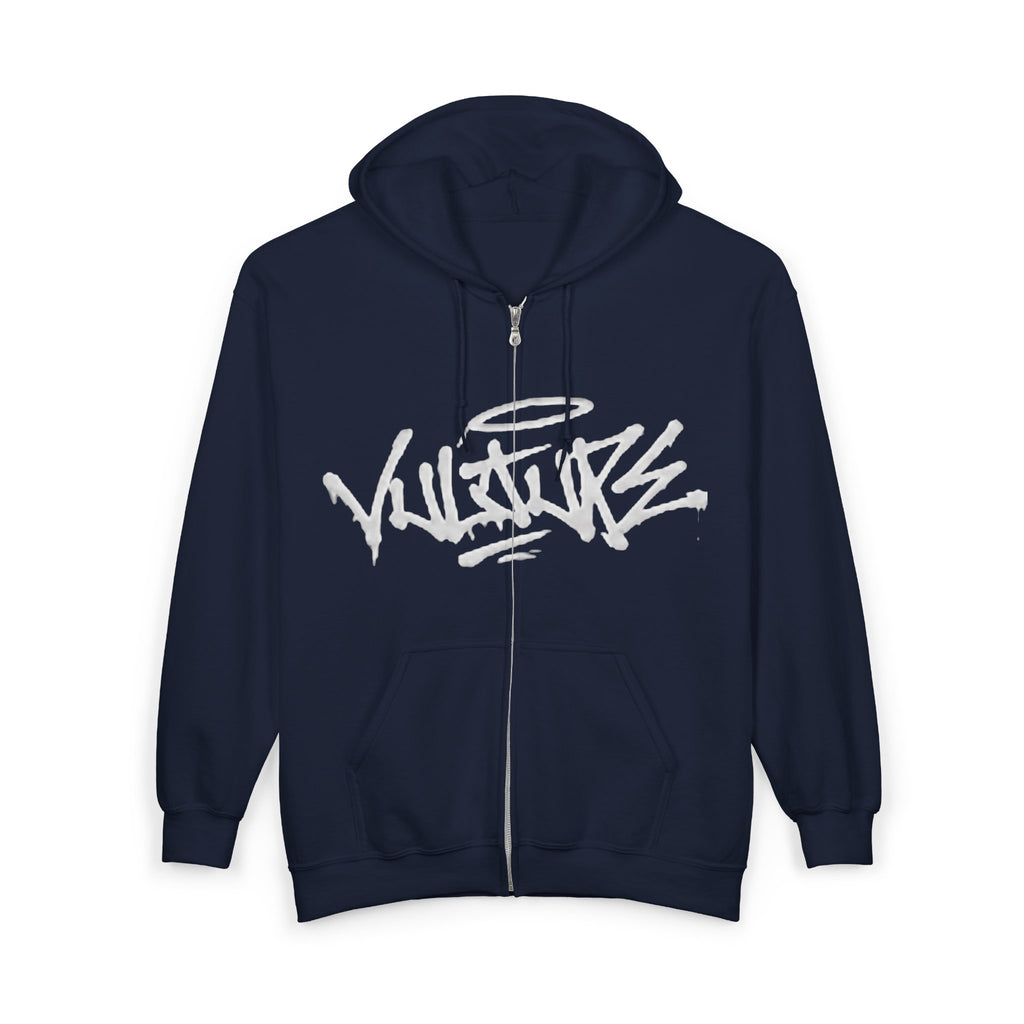 Vulture Graffiti Zip Hoodie - Streetwear Black Full-Zip Sweatshirt