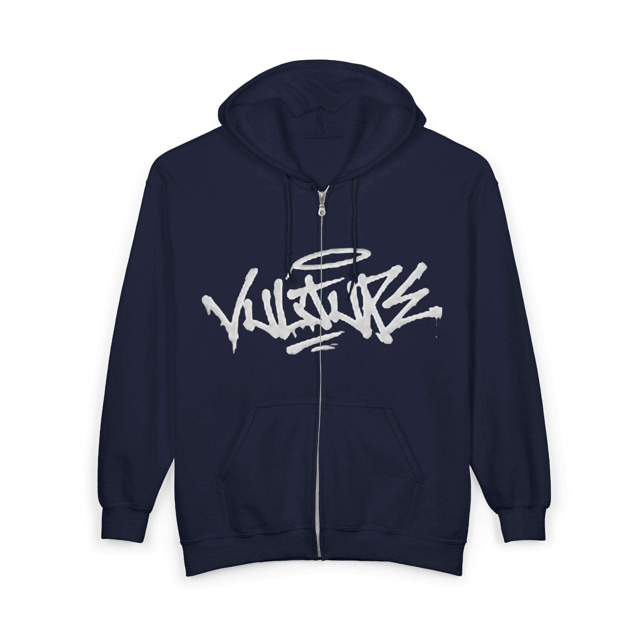 Vulture Graffiti Zip Hoodie - Streetwear Black Full-Zip Sweatshirt