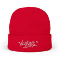Embroidered Knit Beanie — Graffiti Logo Cuffed Winter Hat