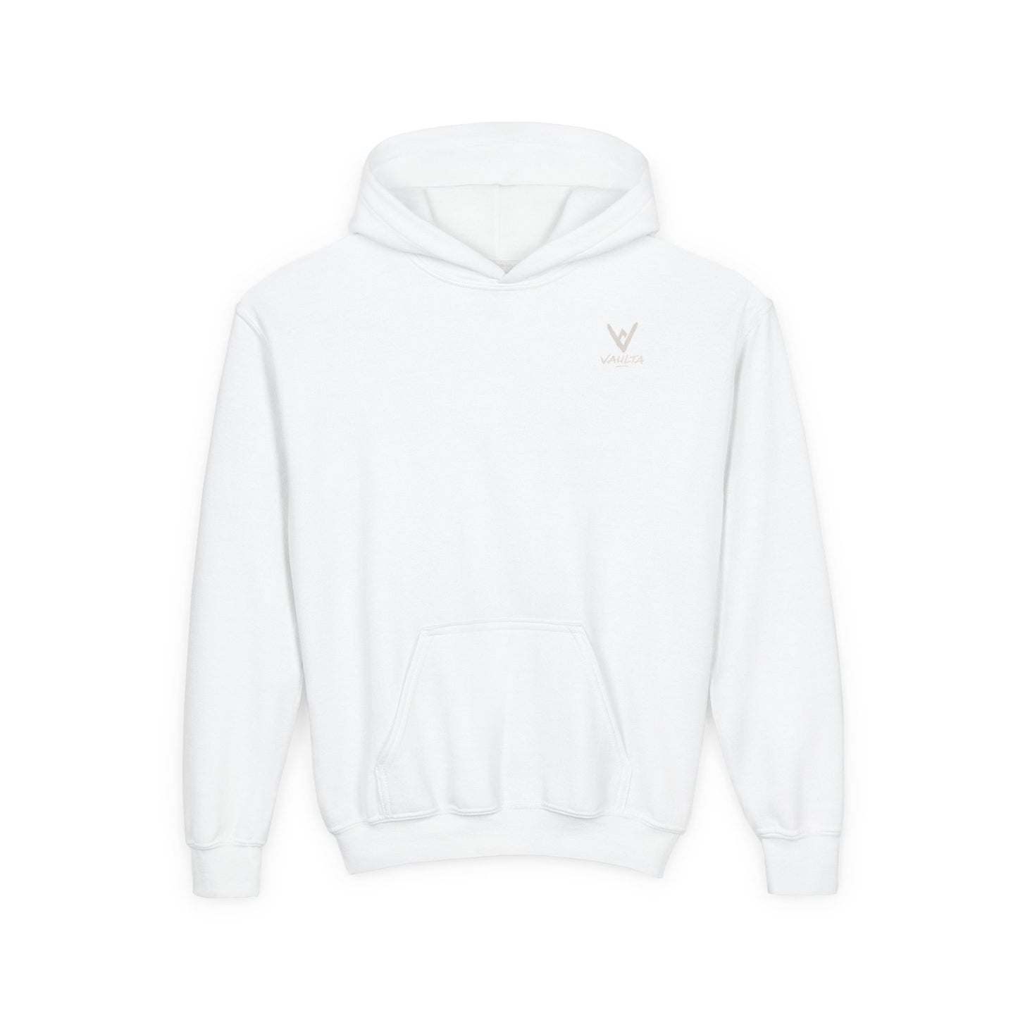 Youth Hoodie with Subtle Graffiti Logo — White Casual Pullover