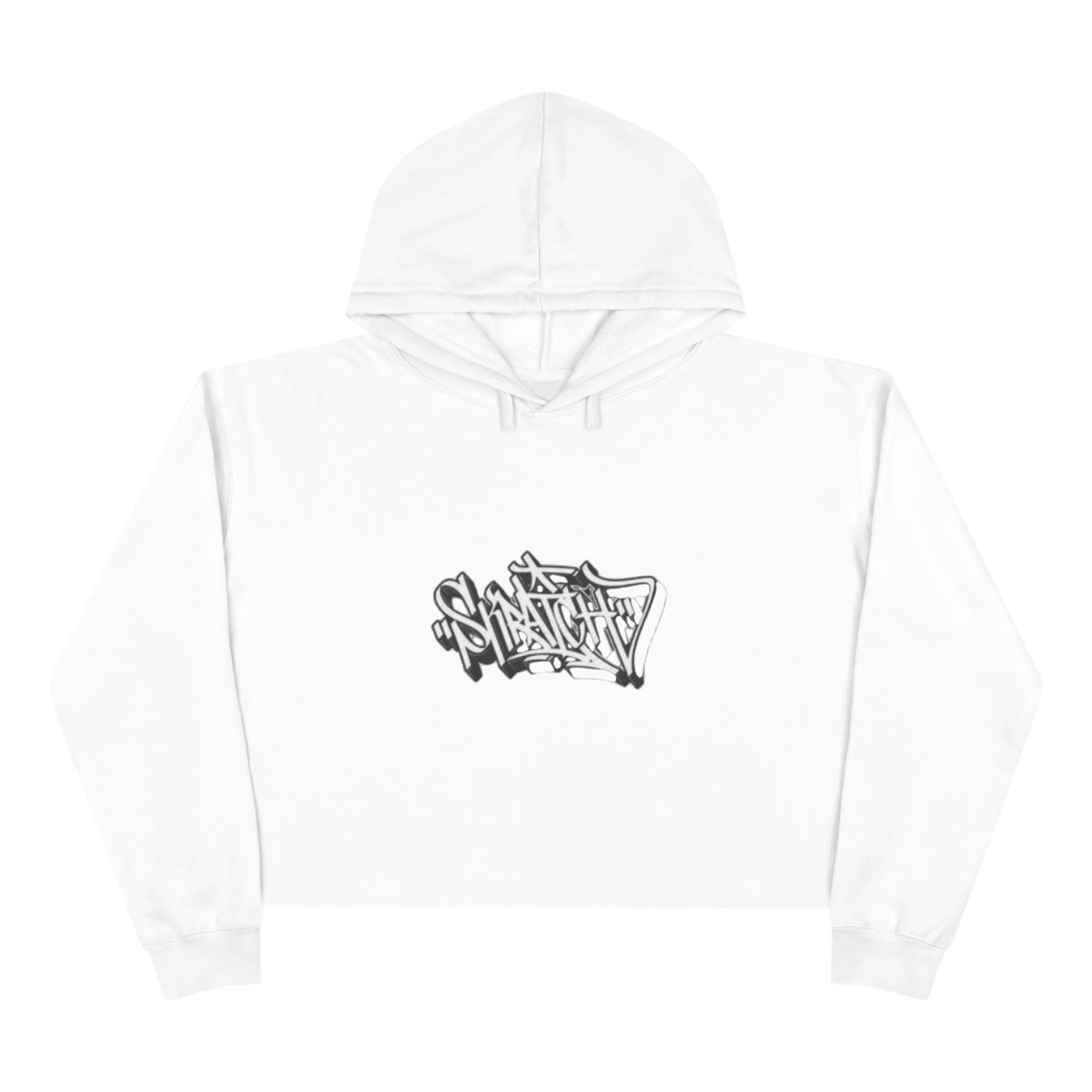 Cropped Hoodie — Minimal Monochrome Graffiti Logo
