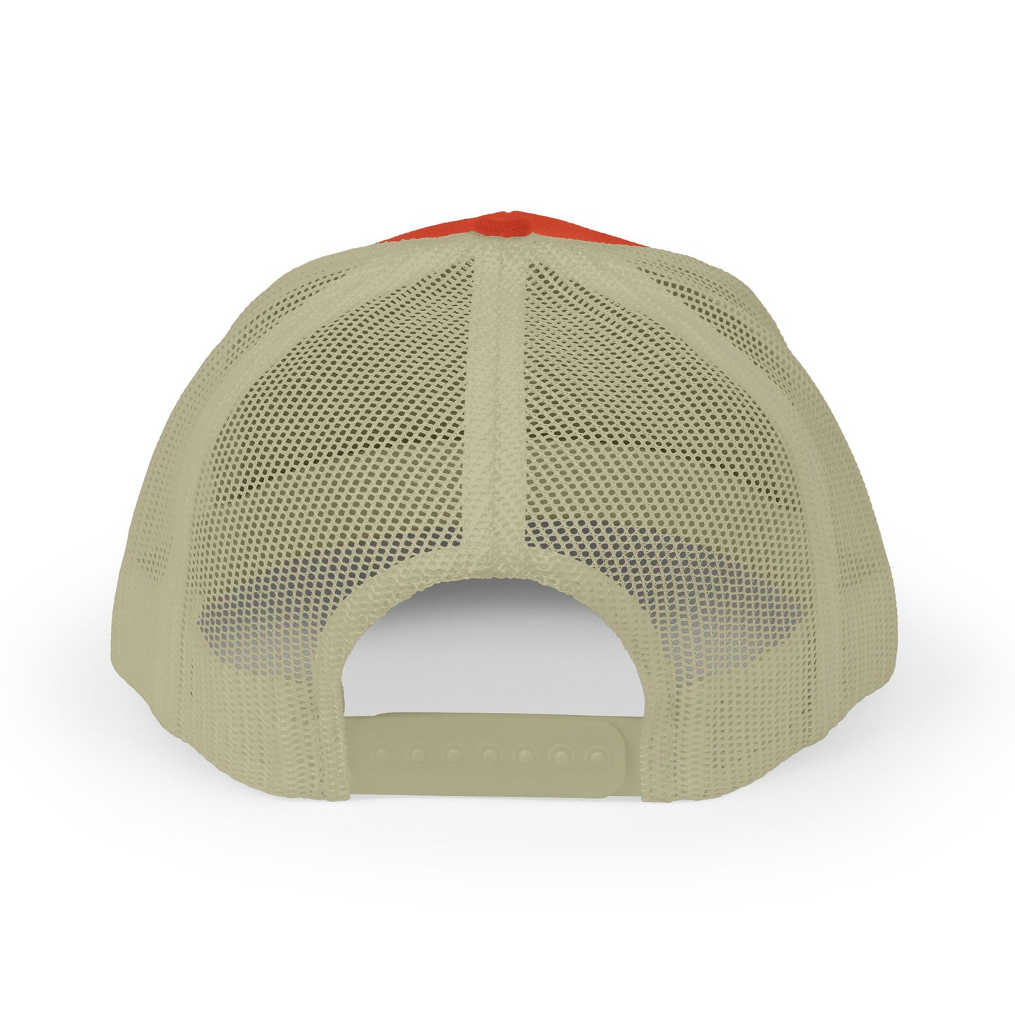 White Trucker Cap with 'Vibrate' Script Embroidery — Retro Mesh Snapback Hat