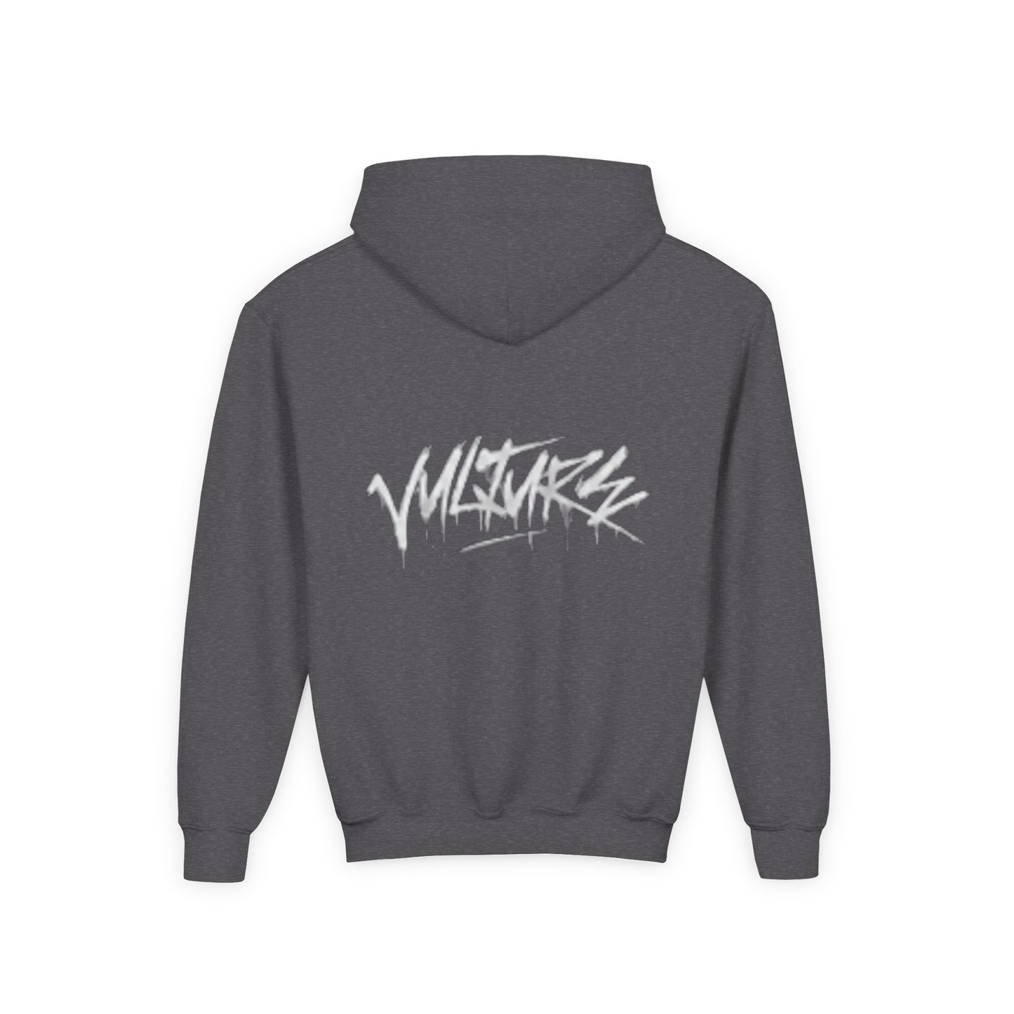 Youth Hoodie with Subtle Graffiti Logo — White Casual Pullover