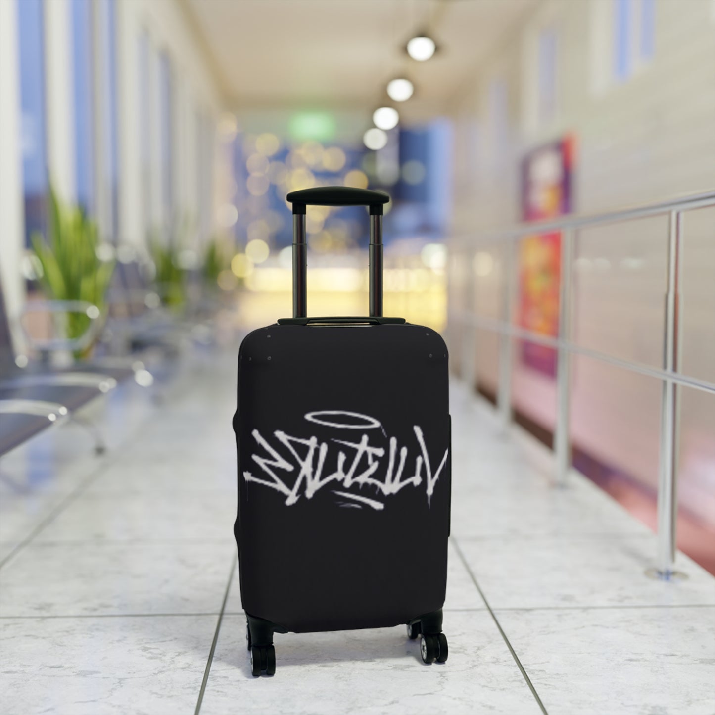 Graffiti-Style Luggage Cover — Urban Street Art Protective Travel Case