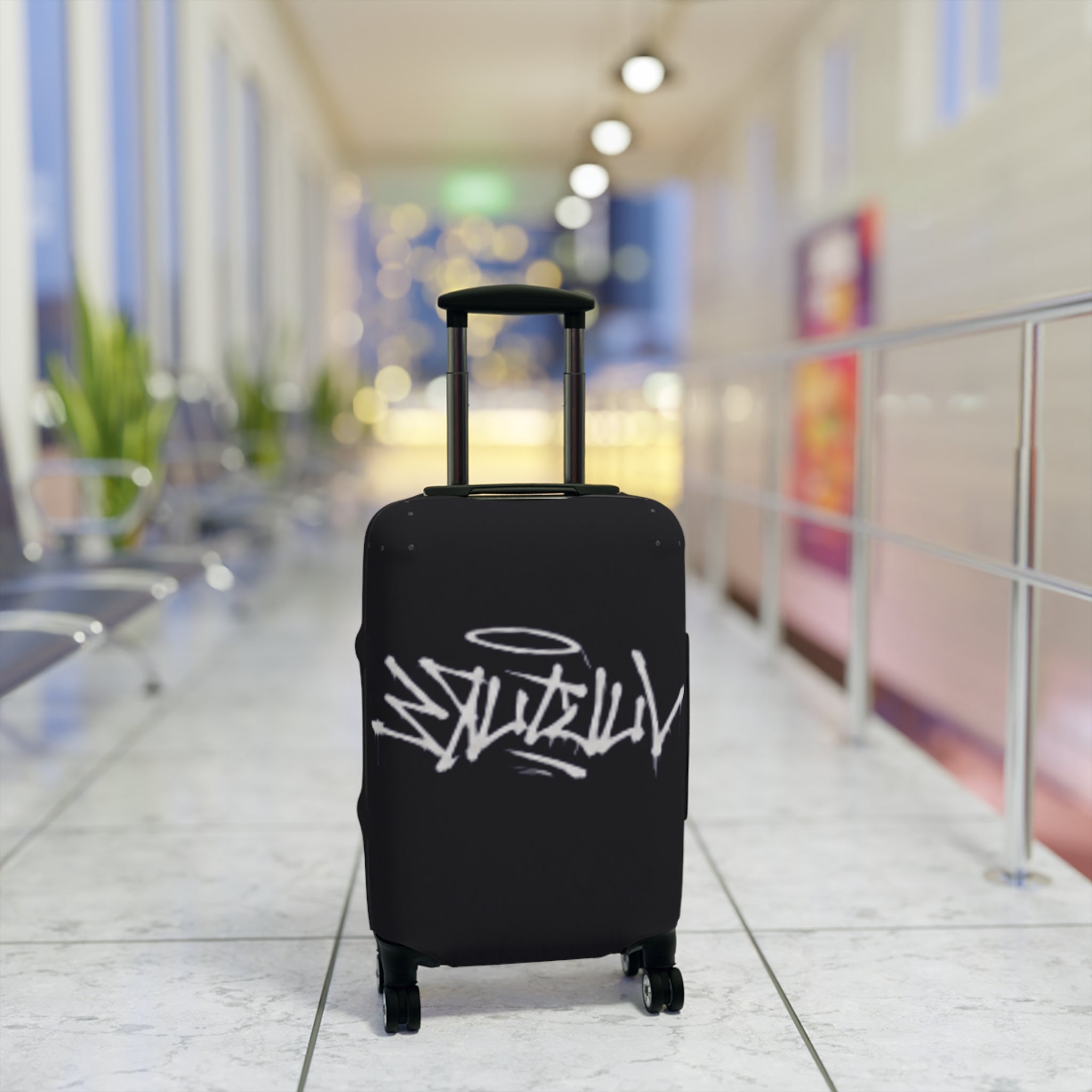 Graffiti-Style Luggage Cover — Urban Street Art Protective Travel Case