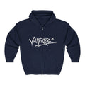 Graffiti Vulture Zip Hoodie — Streetwear Black Full-Zip Hooded Sweatshirt