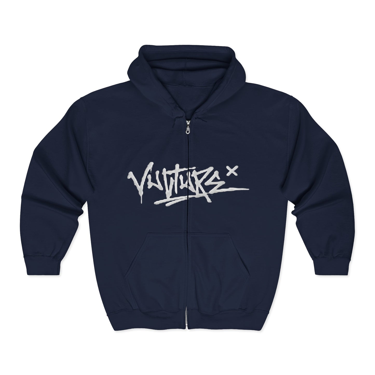 Graffiti Vulture Zip Hoodie — Streetwear Black Full-Zip Hooded Sweatshirt