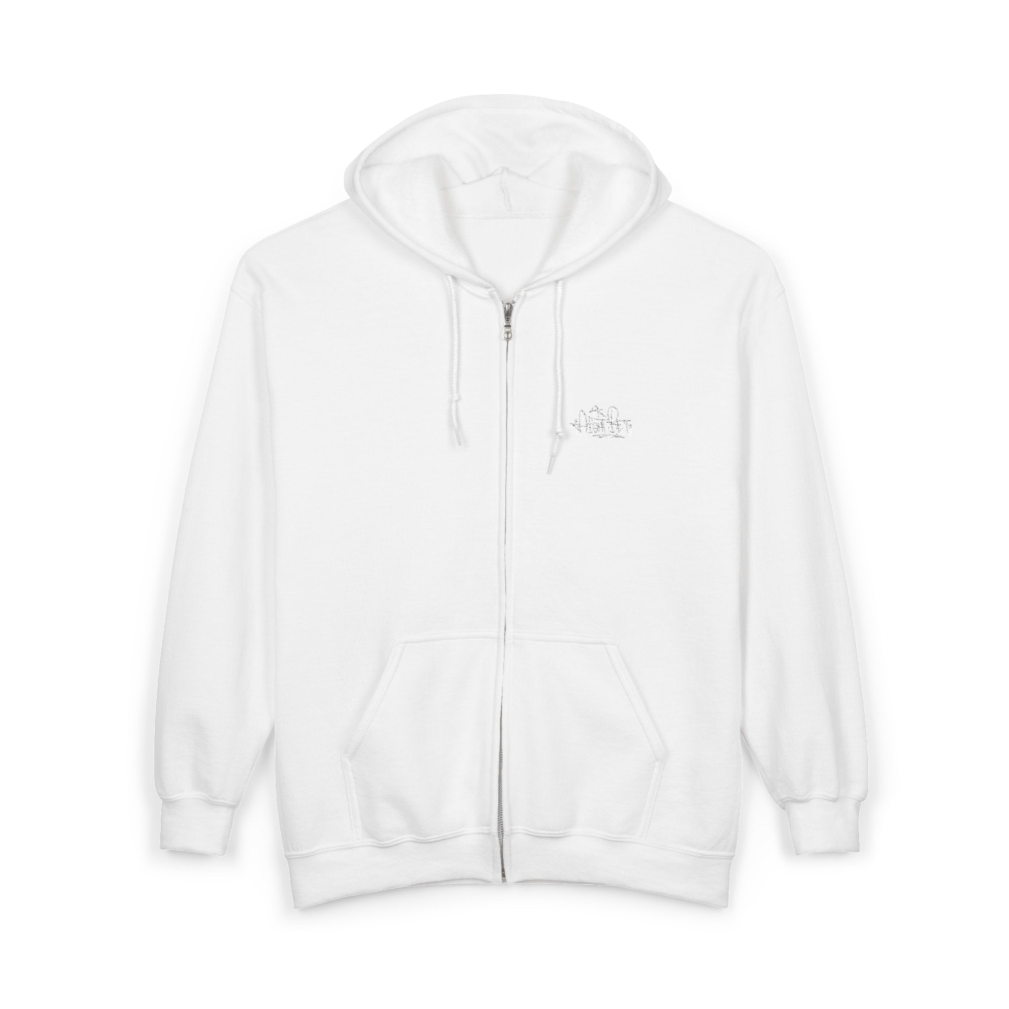 Plain White Full-Zip Hoodie